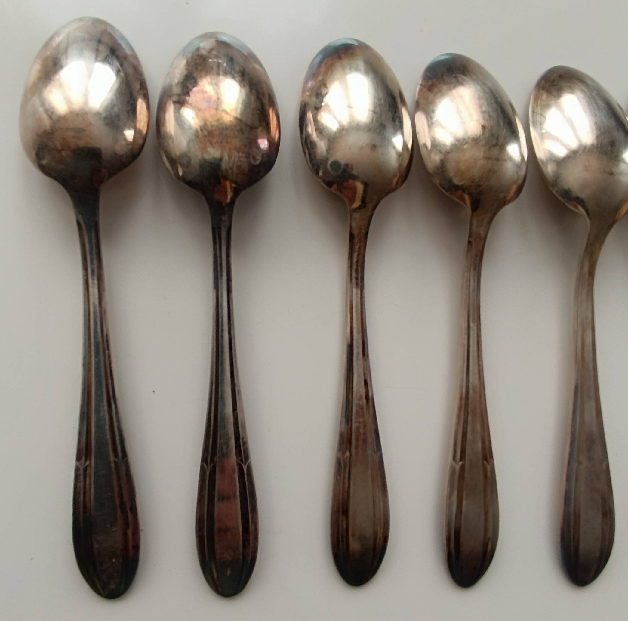 Box of 12 silver-plated metal teaspoons JM