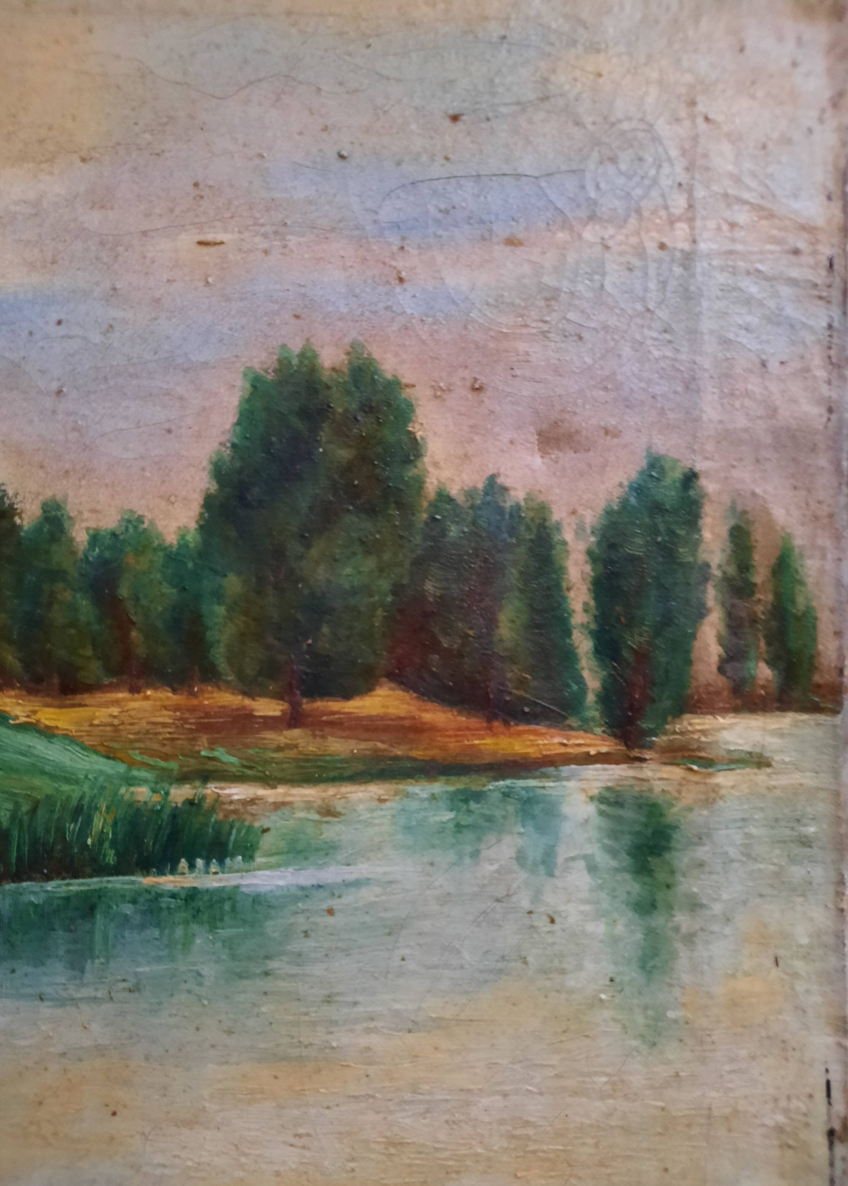 Huile sur toile "Promenade en barque"