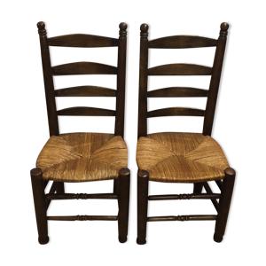 Série de 4 chaises paillées