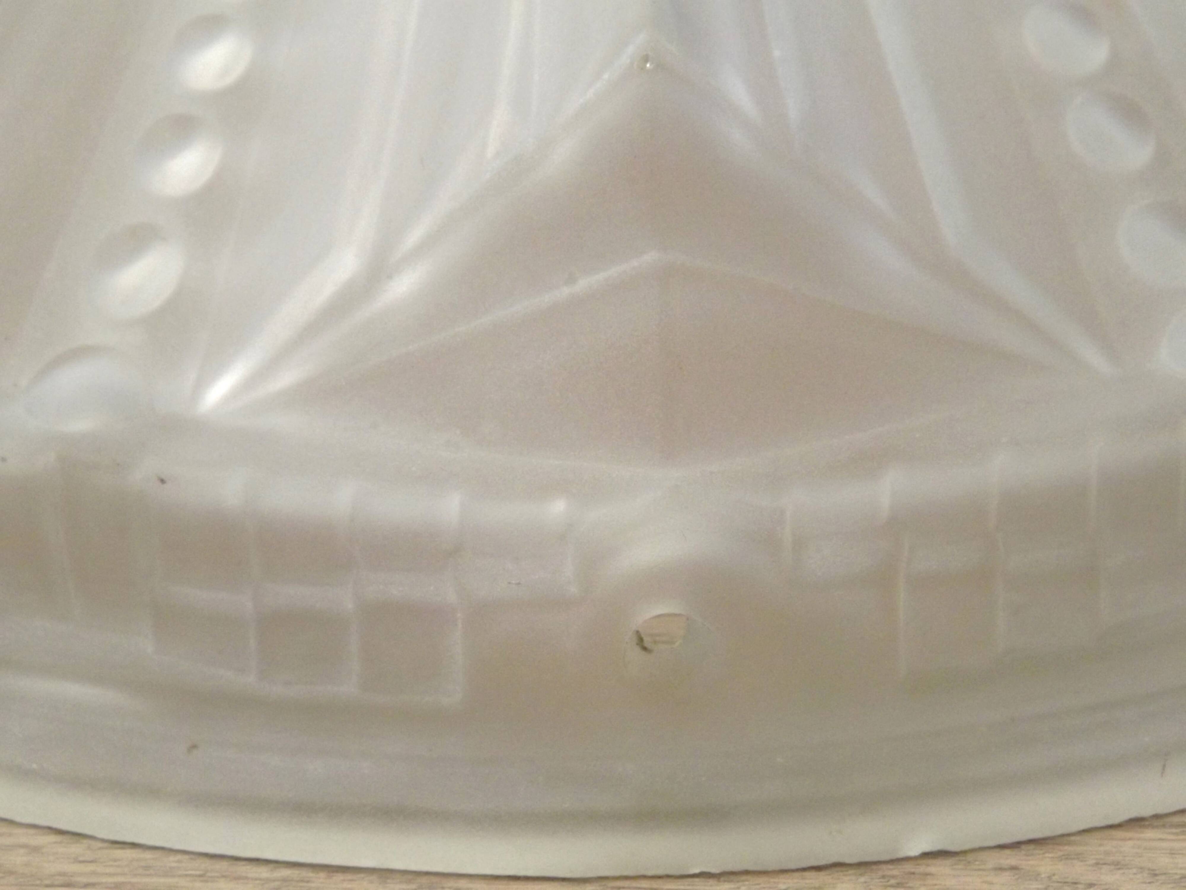 French Vintage Art Deco White Opaque Glass Abstract Platform Light Shade