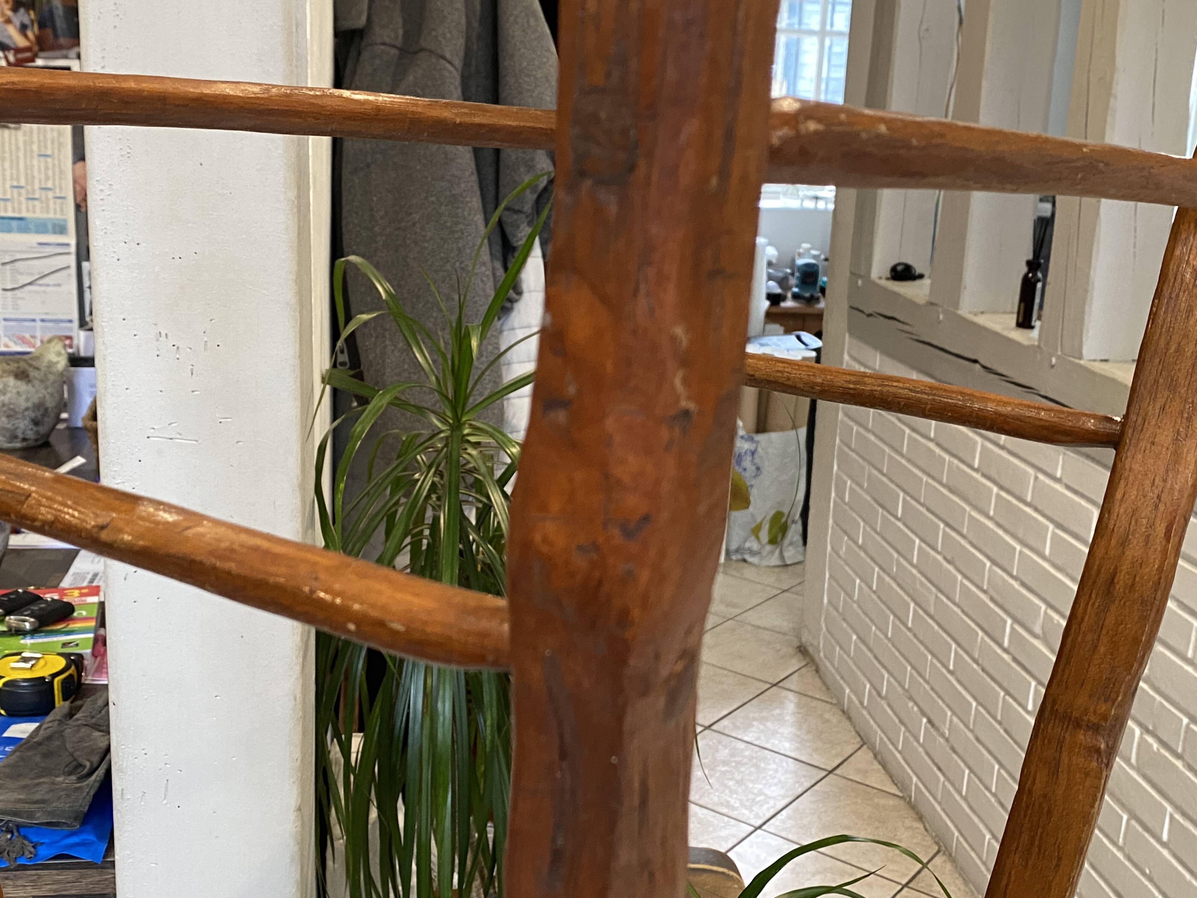Set of 3 high wooden bar stools, handcrafted, 50.