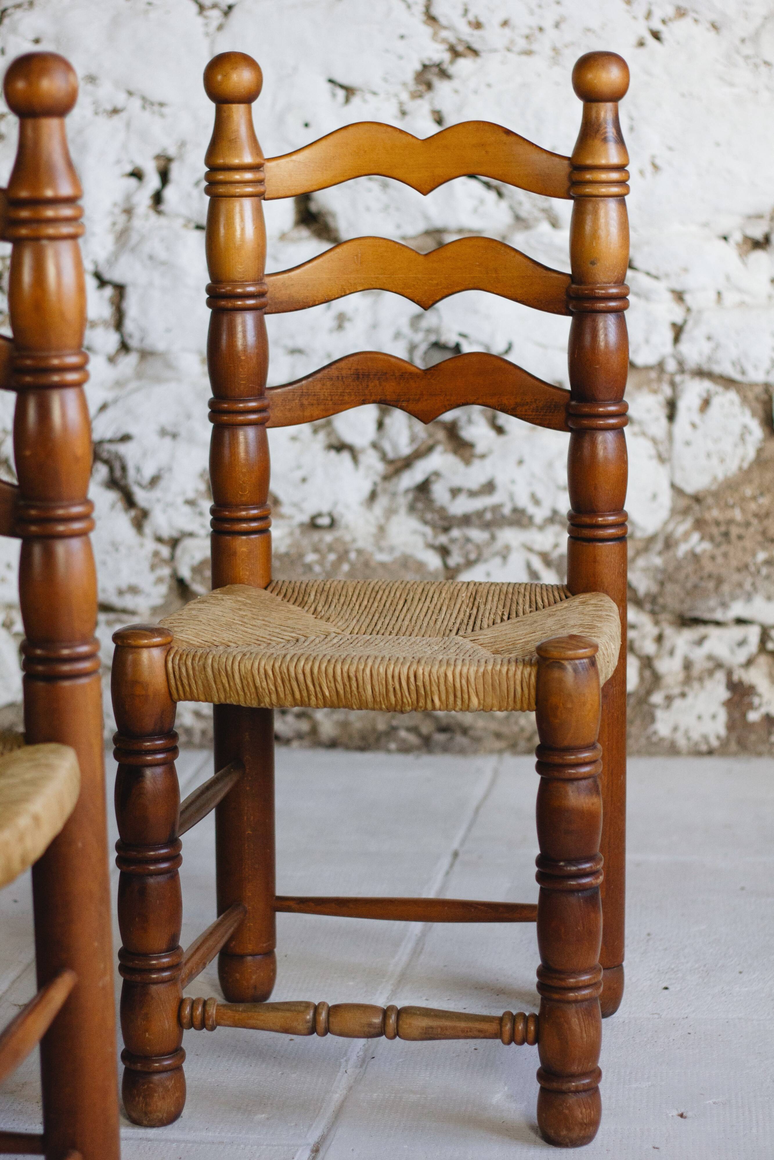 Set of 6 Dudouyt style chairs, 1950