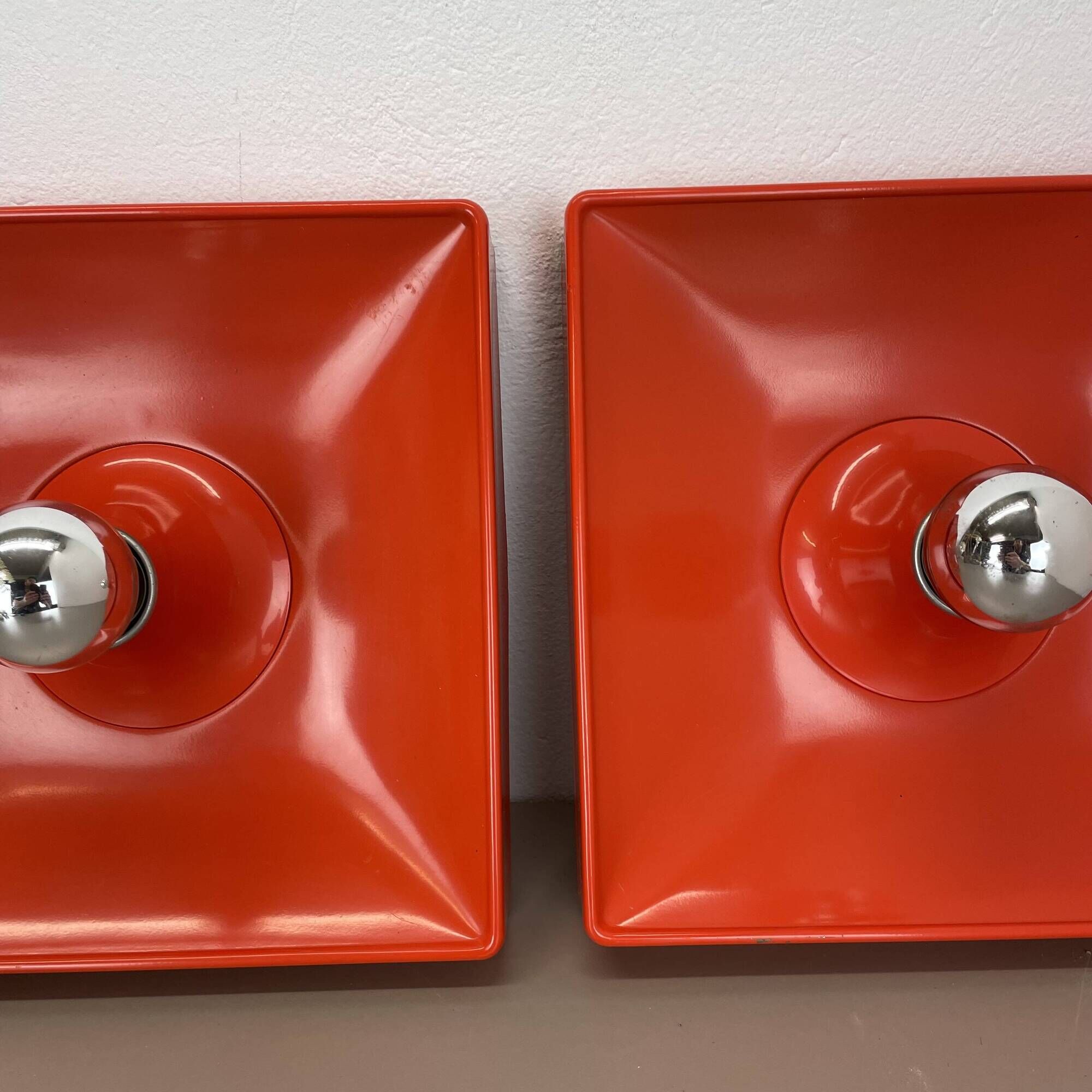 Set of 2 Cubic VERNER PANTON Style RED Wall Light by SÖLKEN Leuchten, 1970s