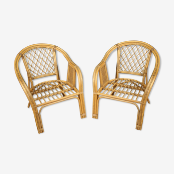 Pair of Italian wicker armchairs