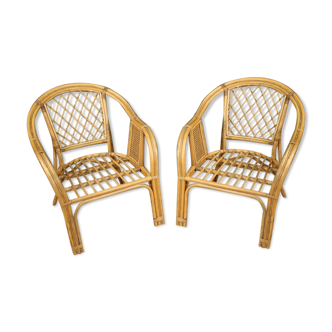 Pair of Italian wicker armchairs