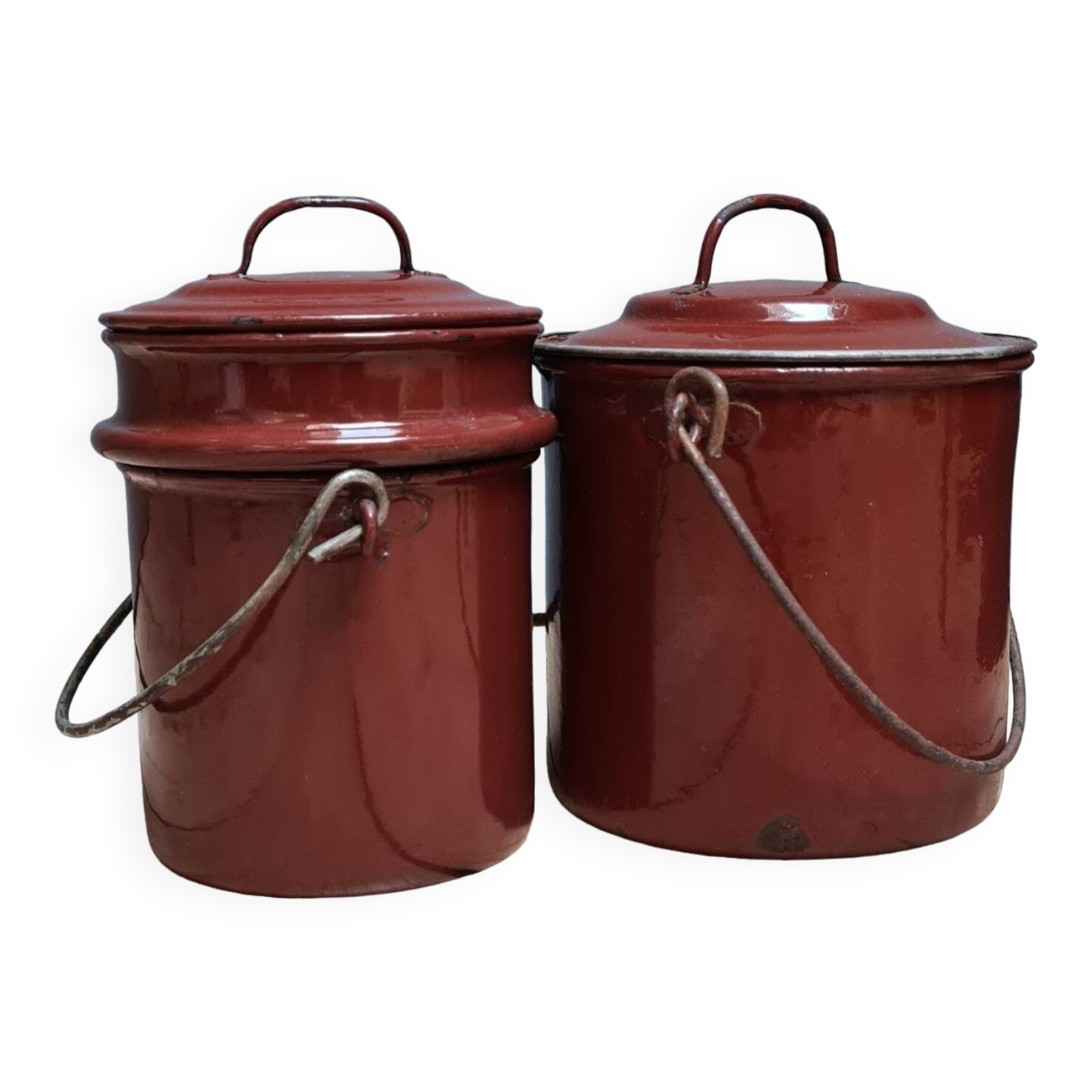 Lot de 2 Pots en tôle émaillée
