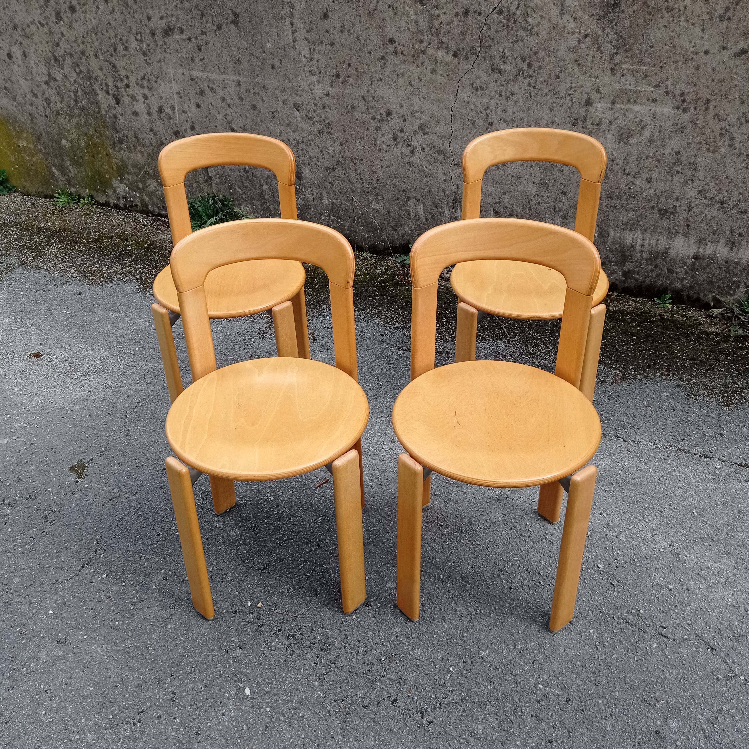 Pair of Bruno rey chairs in blond wood from the 80s