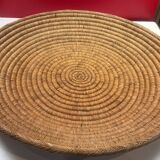 grande corbeille ancienne tissée type jonc ou osier - Diamètre 55 cm