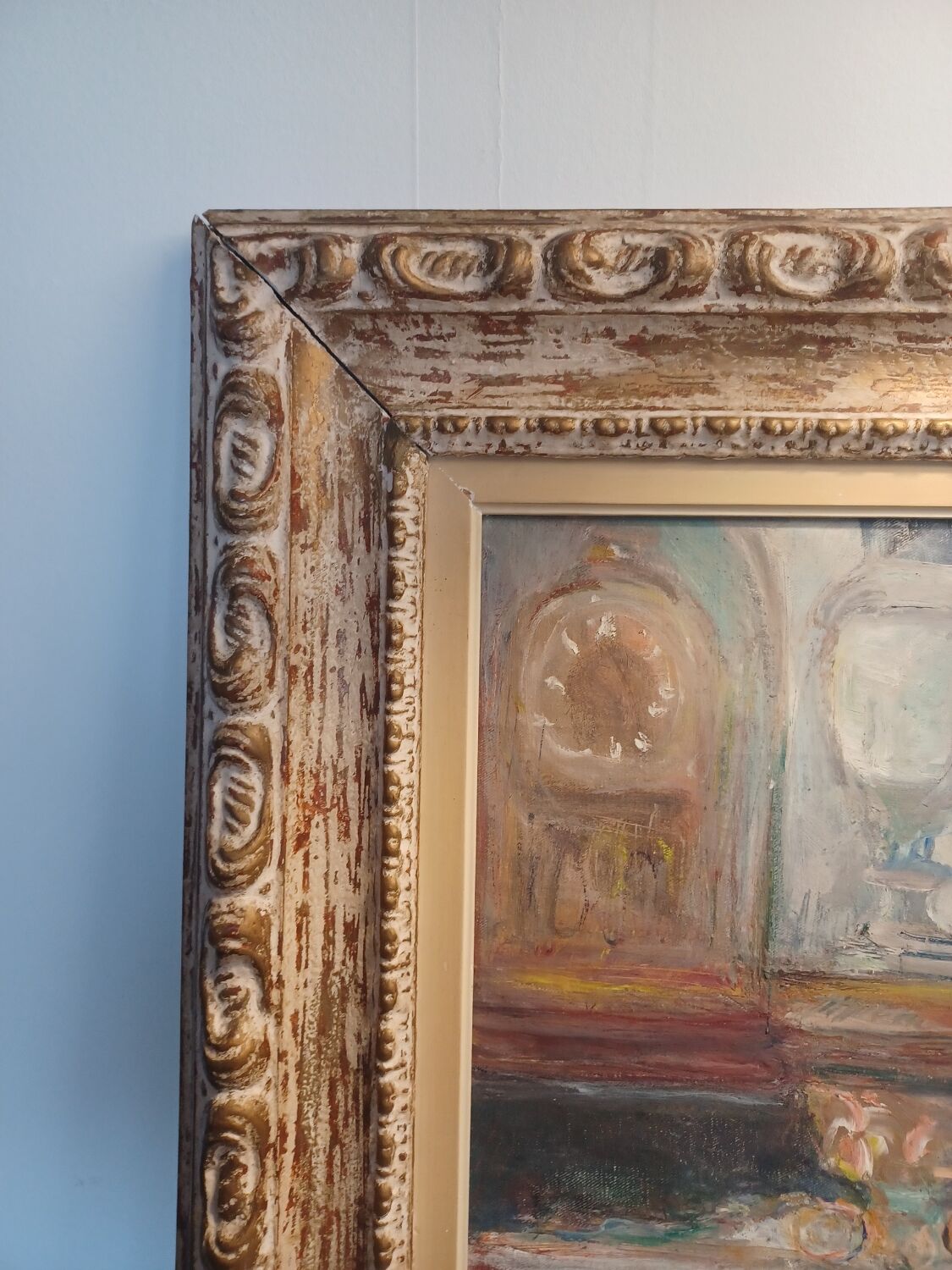 Oil on canvas by philippe le molt. parisian interior, 30s/40s.