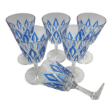 6 water glasses VMC Reims Harlequin blue