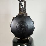 East German Black Enamel Factory Light by Lbd Veb Leuchtenbau Dresden, 1950