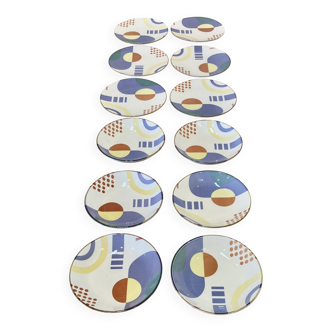 Set of 12 plates, entirely handmade.