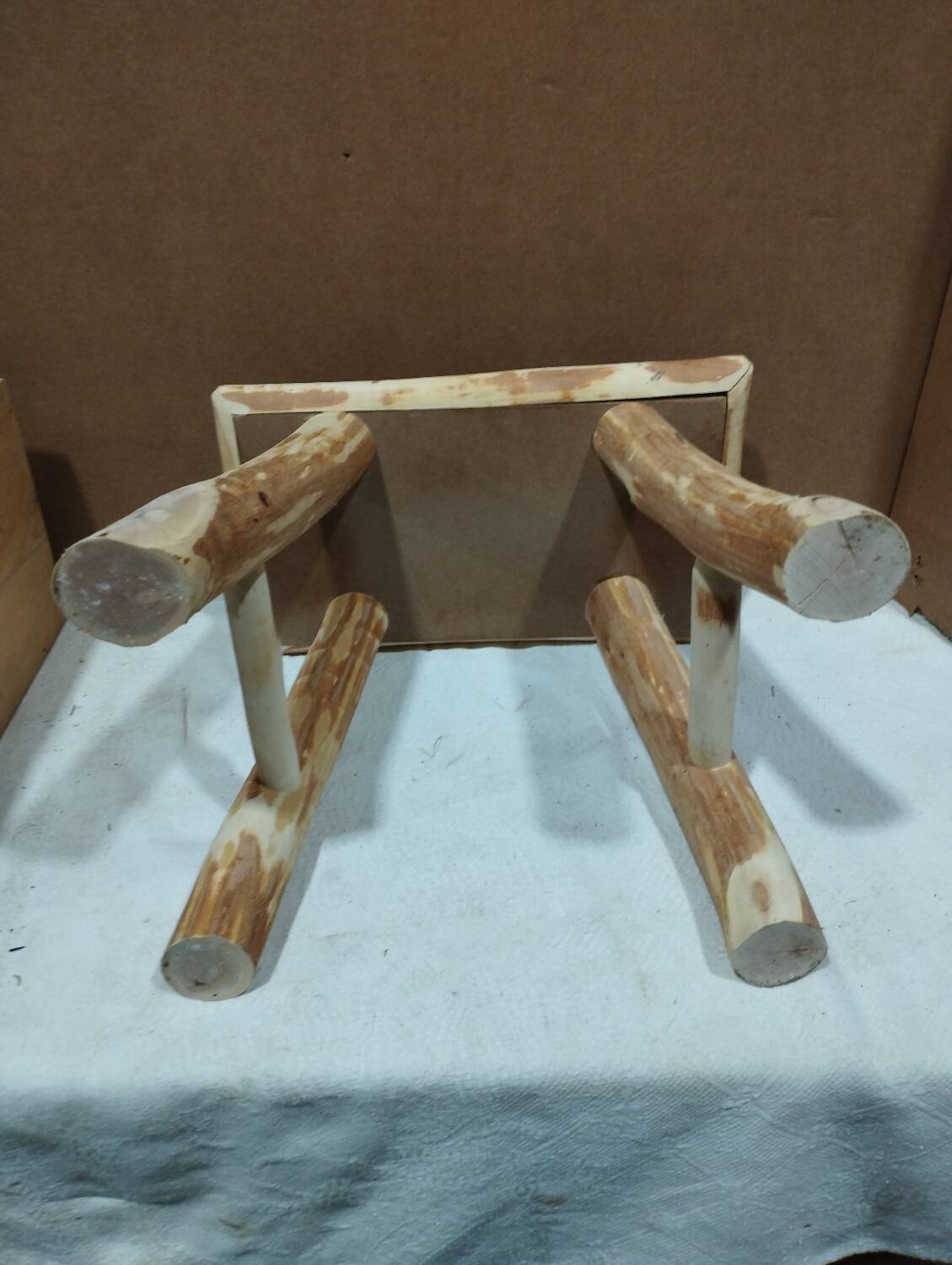 Small raw wood step stool