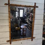 Large cherry wood bamboo mirror 100×76cm