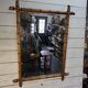 Large cherry wood bamboo mirror 100×76cm