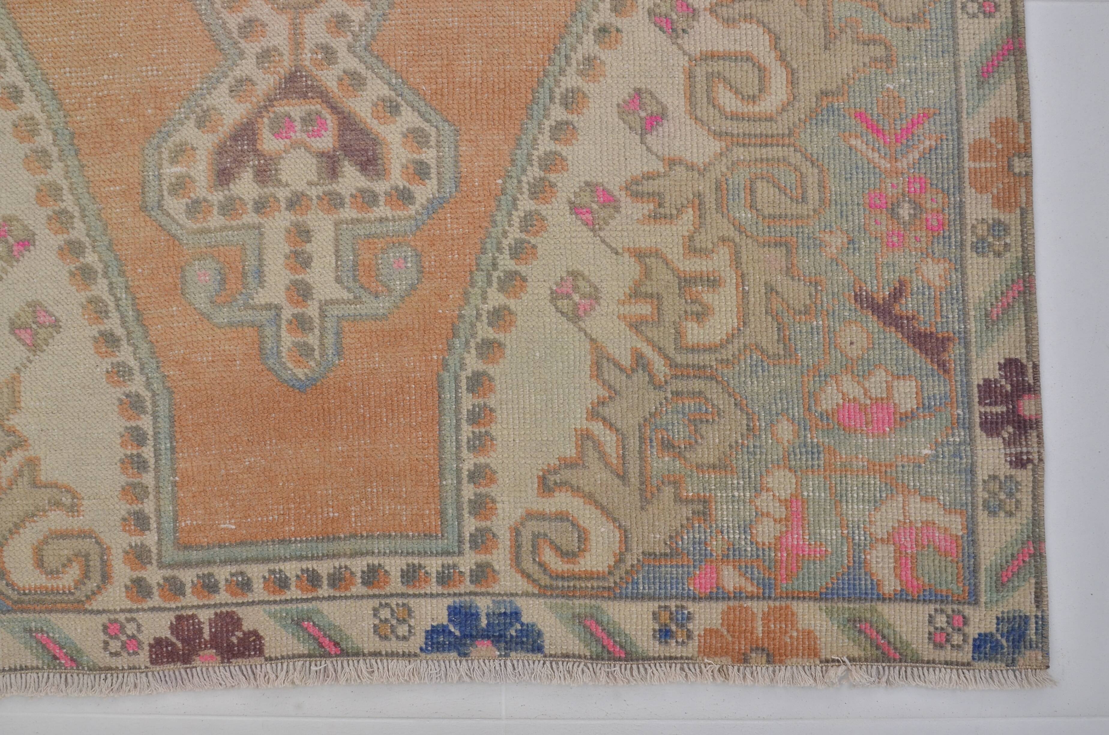 Tapis turc vintage orange et beige sku 2555