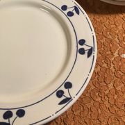 13 plates Longchamp pottery cobalt blue cherries