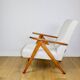 Vintage armchair B-310 VAR white structural boucle 1970s - natural wood in beech colour