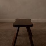 Vintage wooden wave stool · rustic low side table