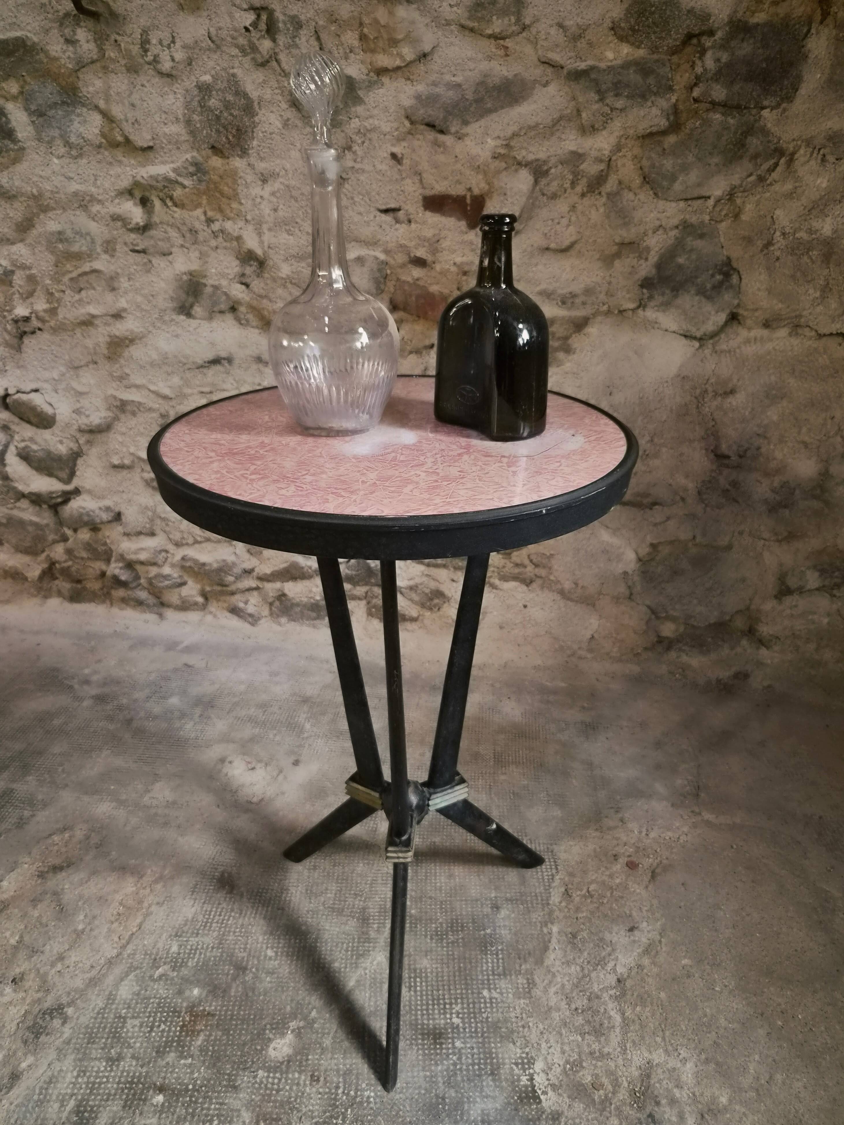 Table bistrot art déco française avec plateau Rex bakélite – c.1930–1940