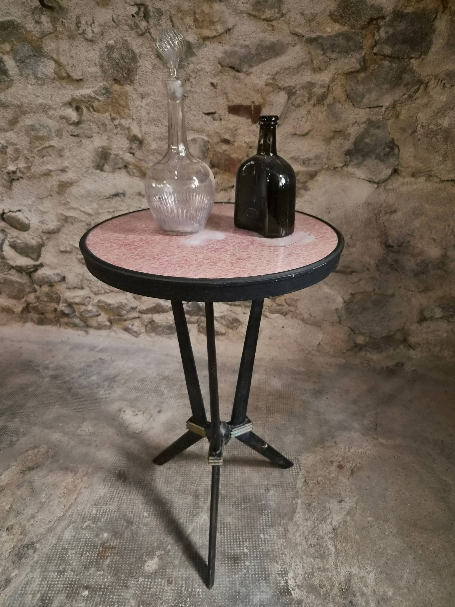 Table bistrot art déco française avec plateau Rex bakélite – c.1930–1940