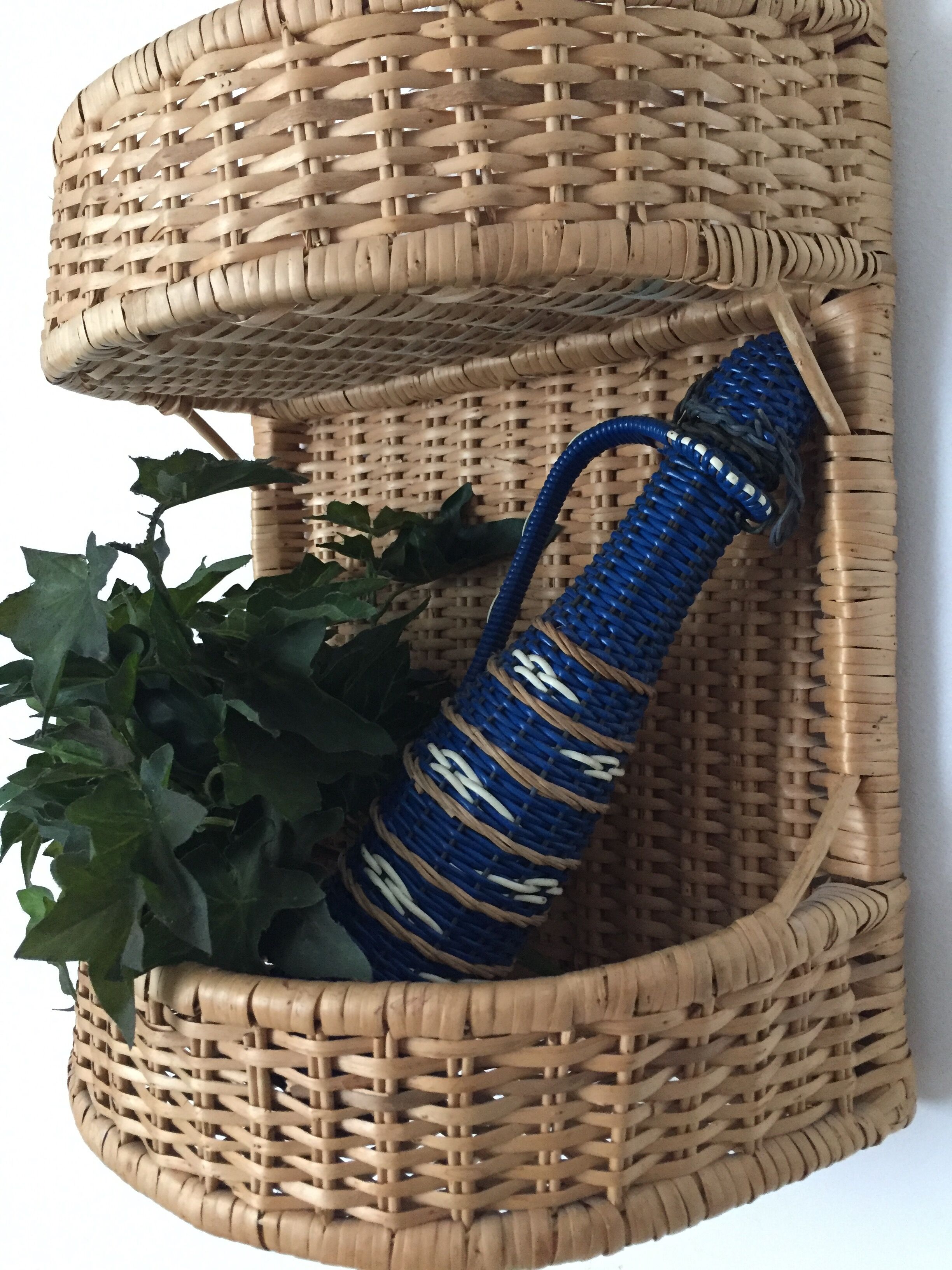 Rattan shelf, vintage storage