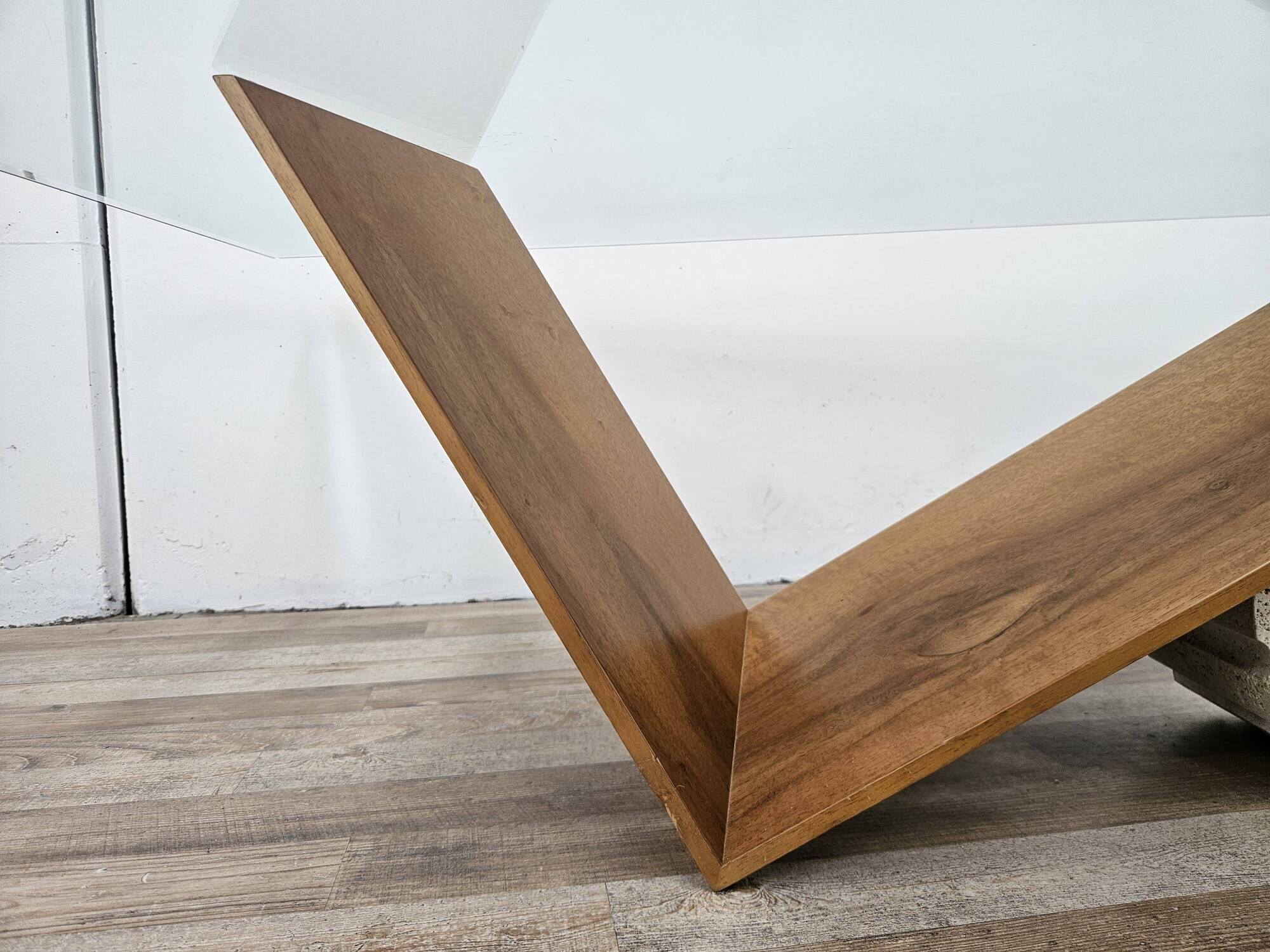 Valentino coffee table by Cattelan Italia in glass, wood, and travertine