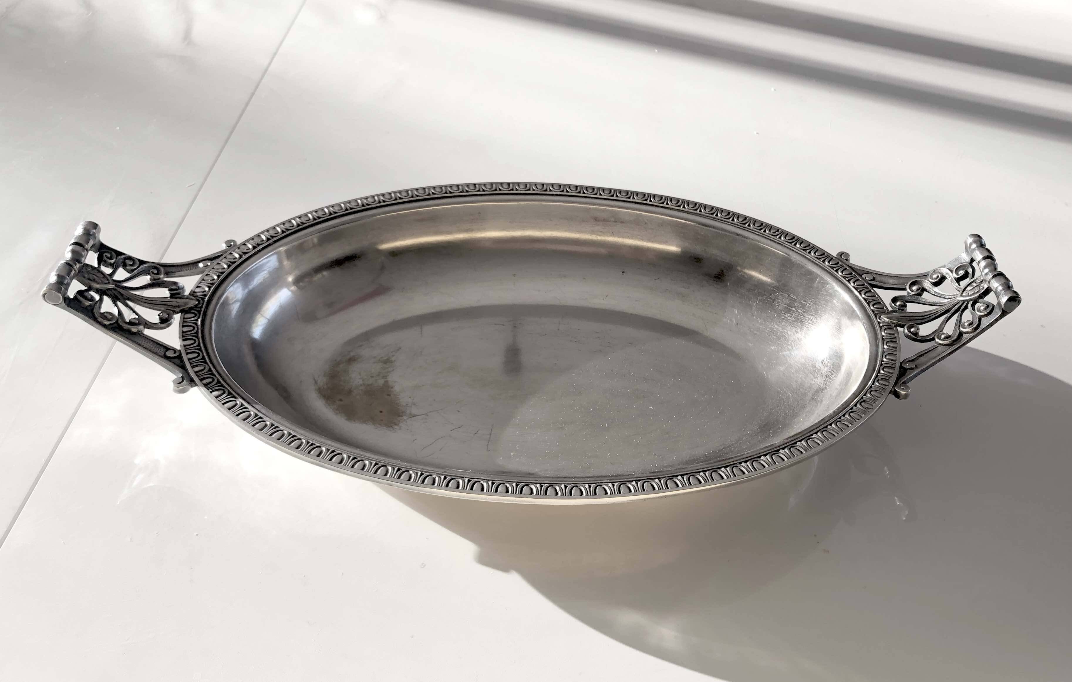 Coupe à fruits, corbeille à pain en métal argenté