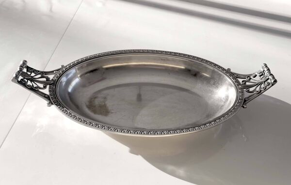 Coupe à fruits, corbeille à pain en métal argenté