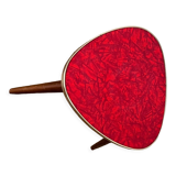 Triangular pedestal table small red table asymmetrical shape vintage tripod plant door