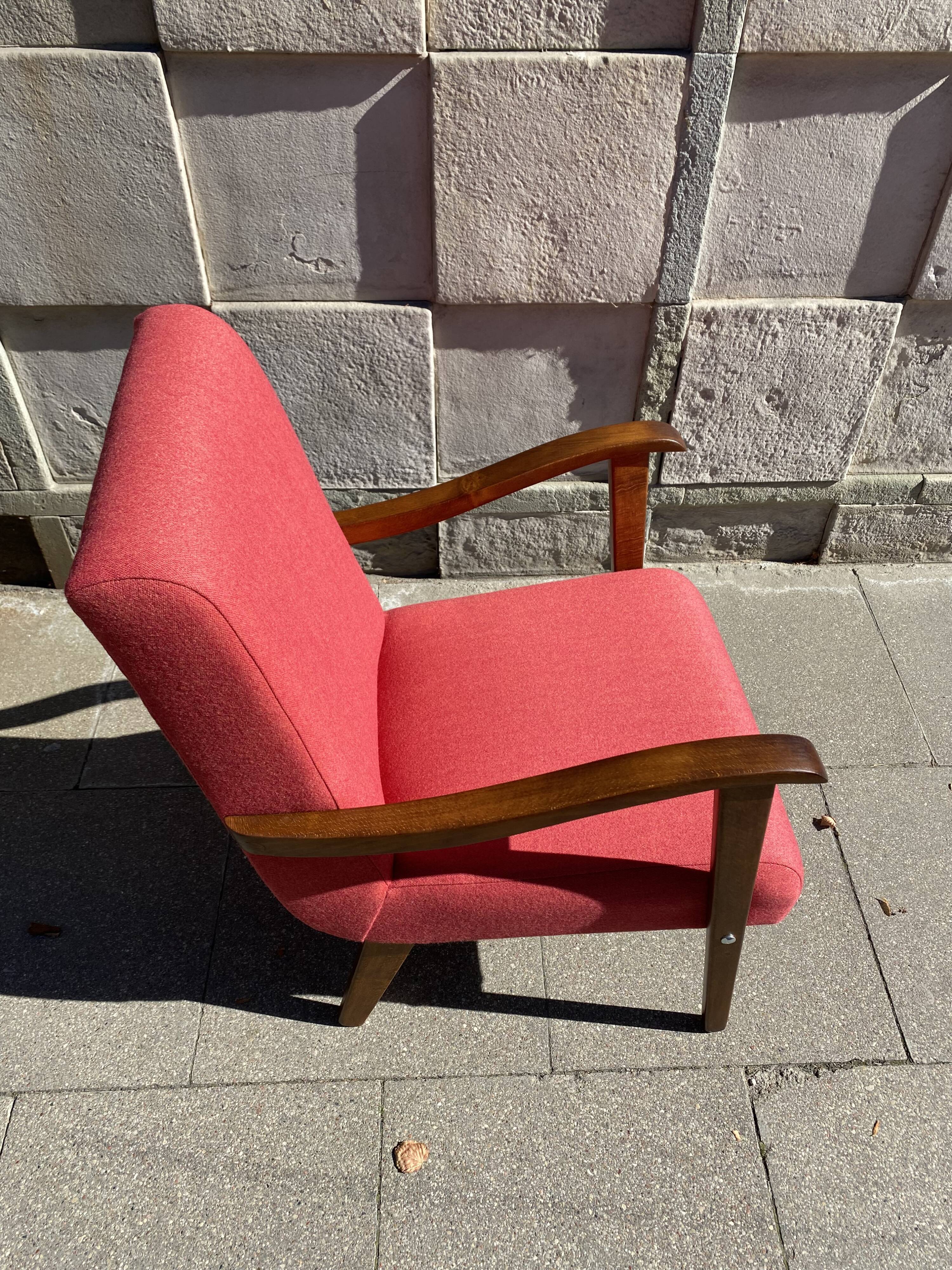 Armchair from the 1960s, Polish People's Republic, after complete renovation, wool.