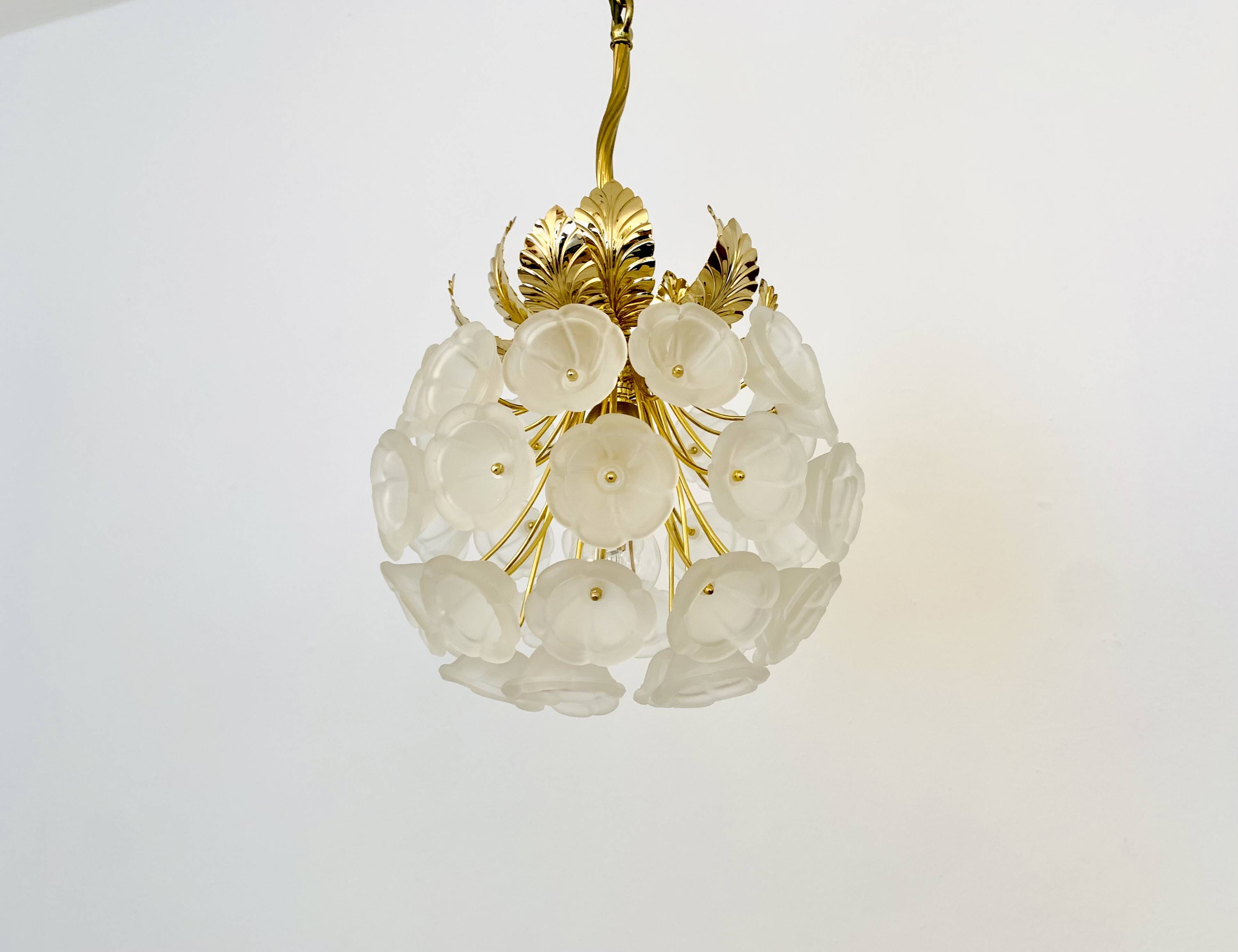 Floral Crystal Glass Chandelier by Ernst Palme