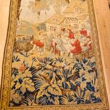 Large 19th century wall tapestry in hand-woven wool and cotton