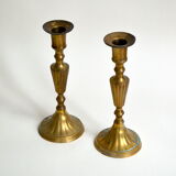 Pair of gilded brass candlesticks