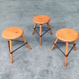 Industrial Low Tripod Stools, Belgium, 1950s, Set of 3
