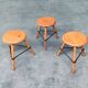 Industrial Low Tripod Stools, Belgium, 1950s, Set of 3