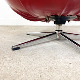 Vintage design tufted red sky leather lounge egg chair 1970s