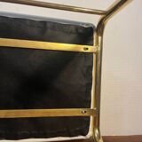 Gold metal and white leatherette stool from the 80s