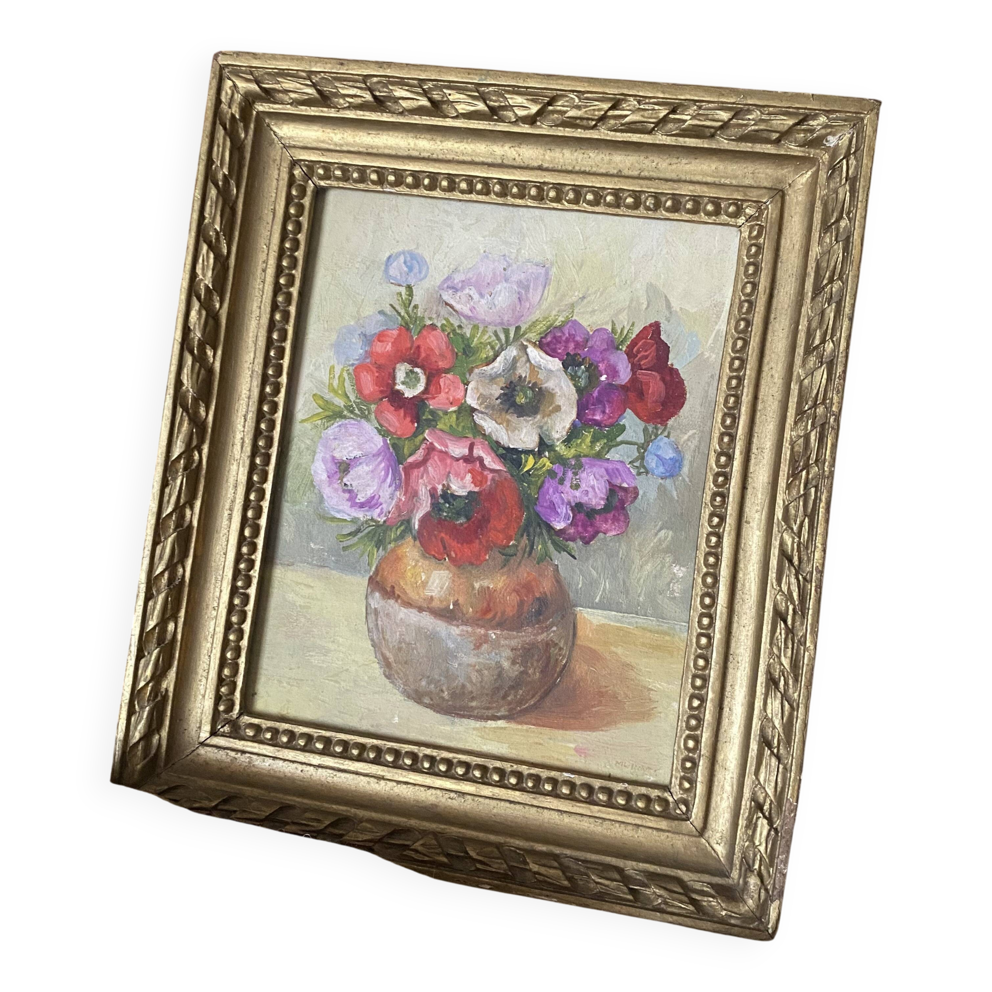 Framed flower painting of anemones