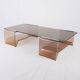 Table basse en plexi fumé et verre, Michel Dumas, France, 1970