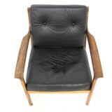 Fauteuil scandinave en cuir, Bröderna Andersson, Suède, 1960.