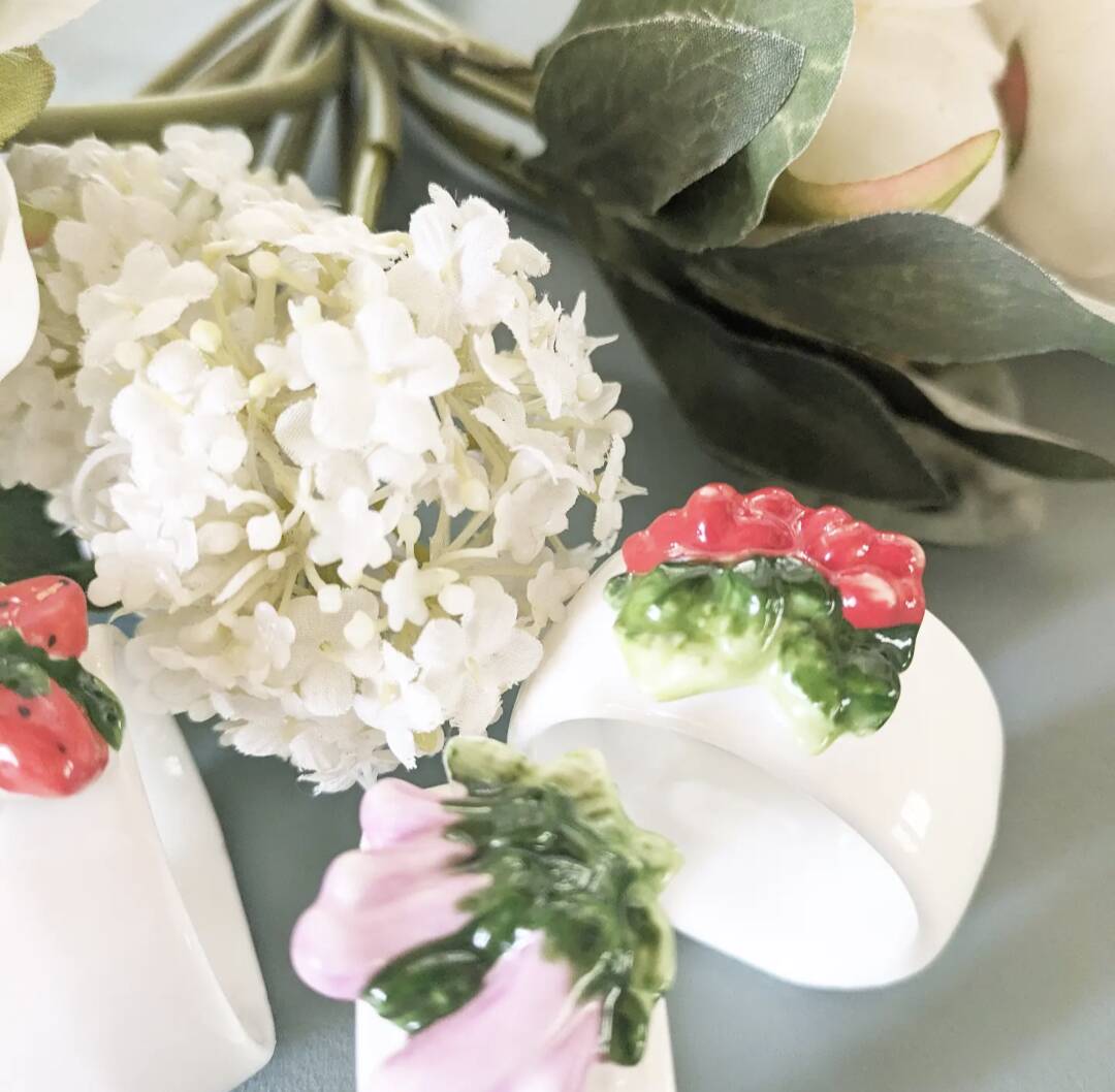 Set of 4 slip napkin rings.