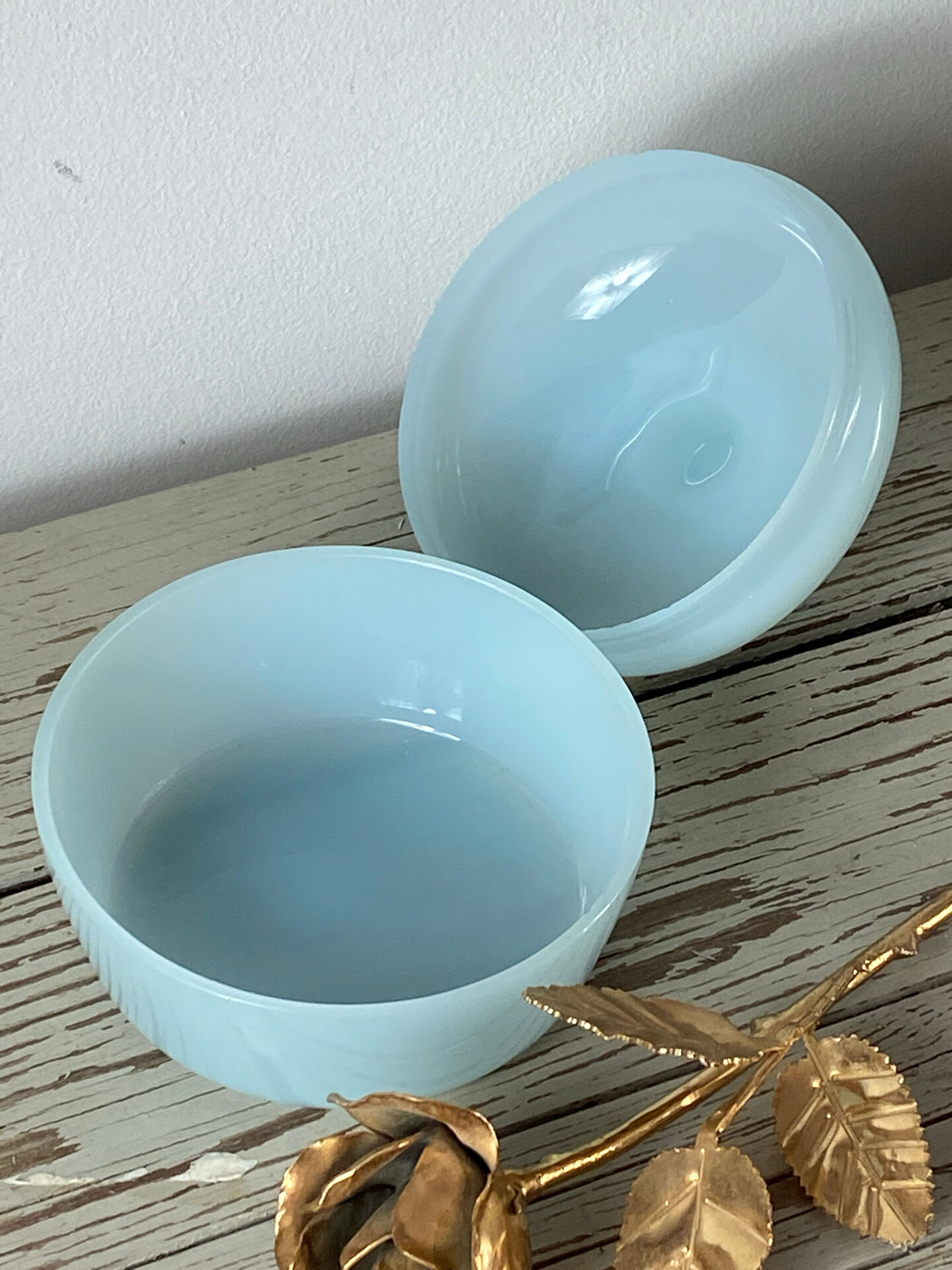 Blue opaline glass bonbonnière
