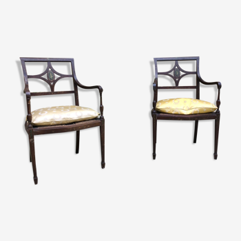 Paire de fauteuils en bois peint, XIXe s