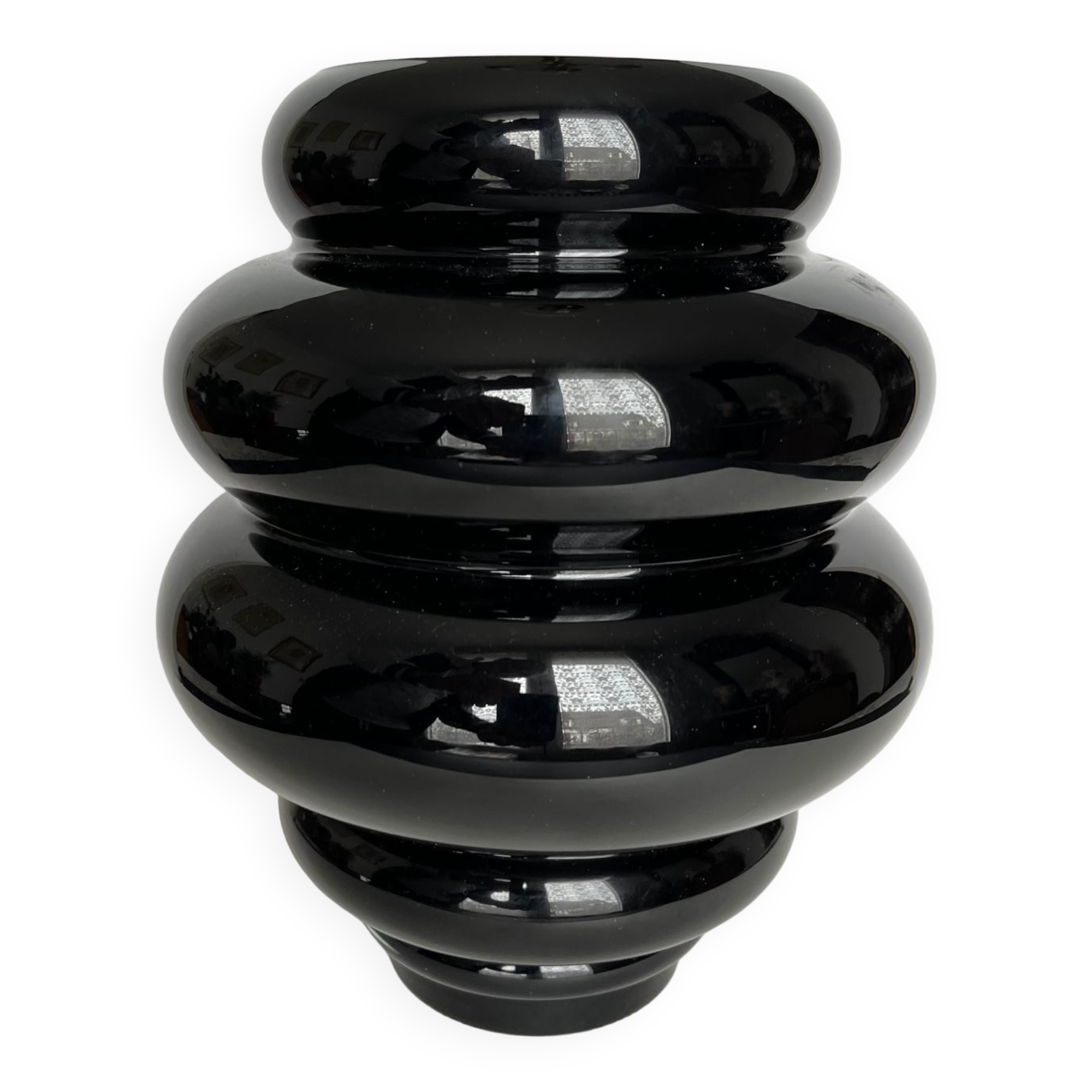 Art deco vase in black opaline glass