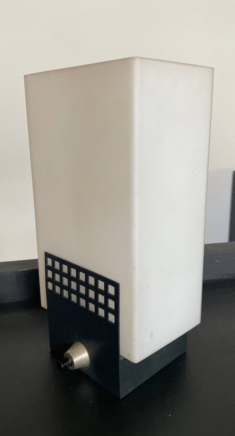 Vintage 50s lamp in opaline and perforated metal