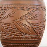 Carved terracotta vase, signed