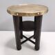 Secessionist Durmast Coffee Table with a Shelf and a Round Brass Top, Austria