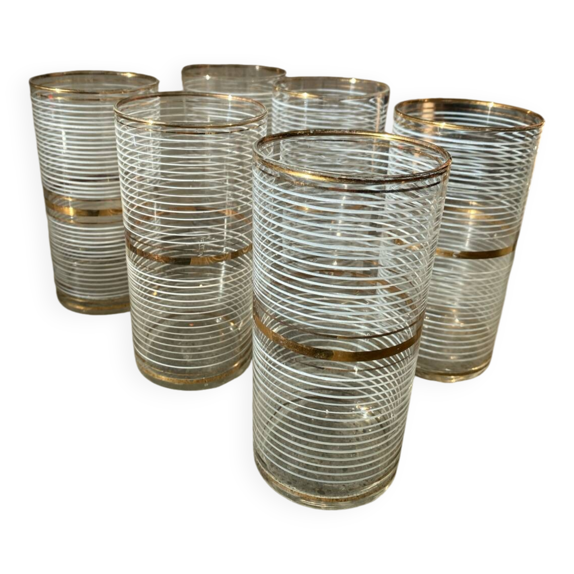6 vintage orangeade glasses