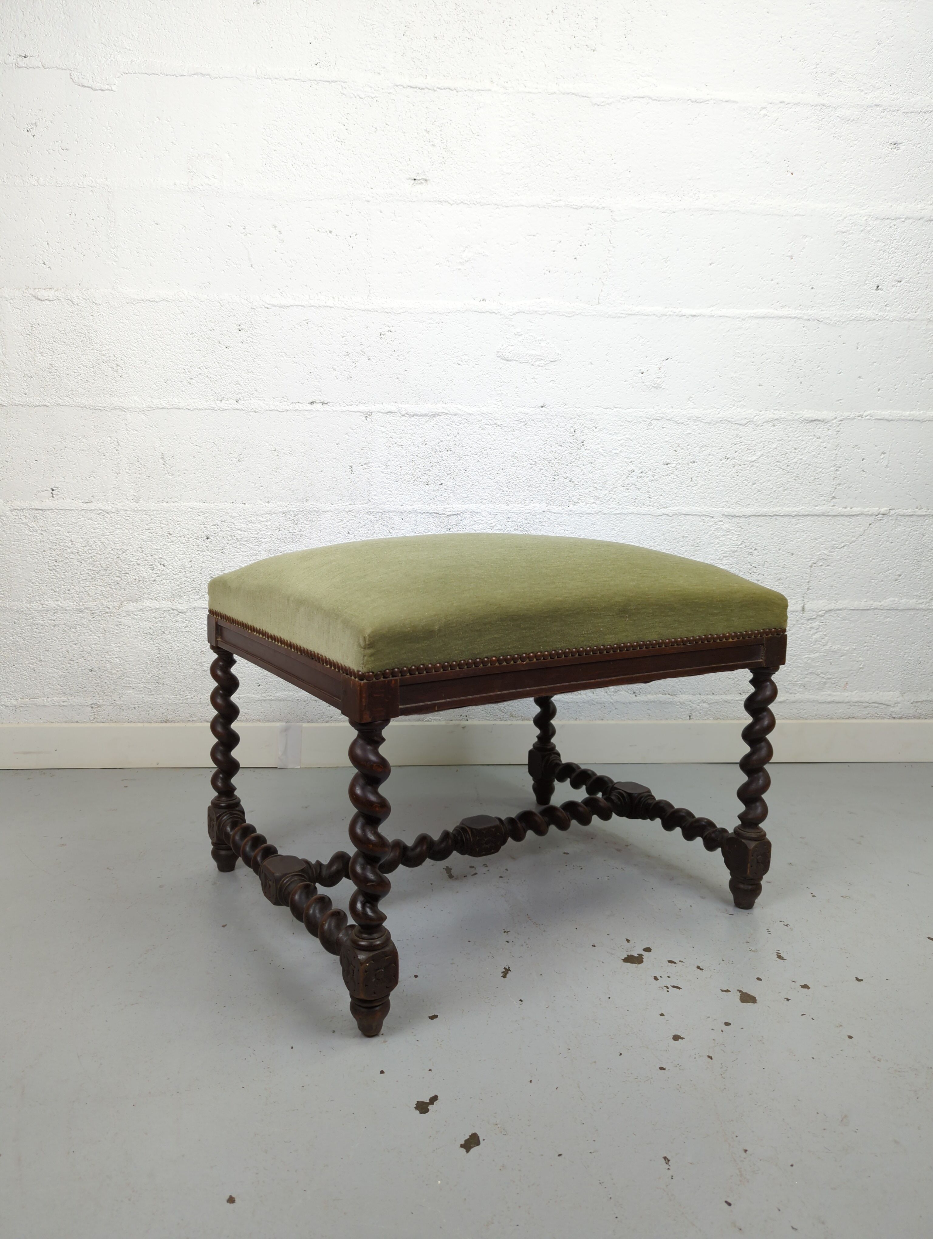 Old bench twisted wood stool